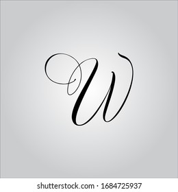 W letter logo with white background.Script letter logo.The black letter icon.