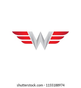 W Letter Logo with wings Template vector icon illustration