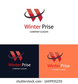 W Letter Logo with Winter Prise Logo