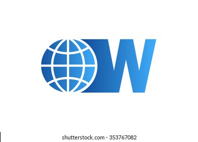 W letter Logo, world globe logo design.