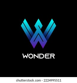 W letter logo.Monogram,technology,business  logo vector template.