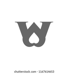 w letter and love 
vector logo