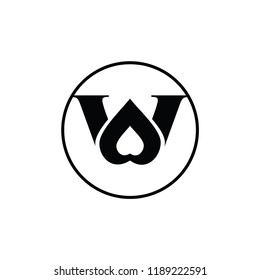w letter and love vector logo