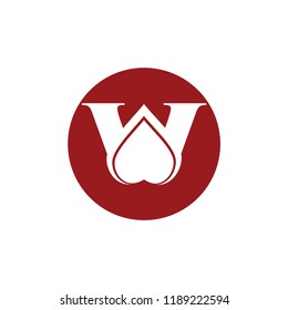 w letter and love vector logo
