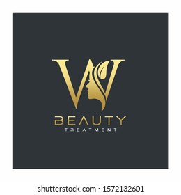 W Letter Luxury Beauty Face Logo Design Vector