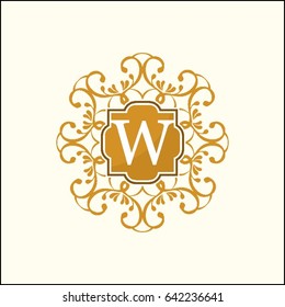 W Letter Luxury Logo calligraphic elegant ornament lines. Business sign, identity for Restaurant, Royalty, Boutique, Hotel, Flower, Heraldic, Jewelry, Fashion and other vector illustration