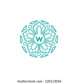 W letter luxury ornate monogram . Vector illustration. Vector logo with decorative calligraphic borders (icon, sign, symbol, emblem,)