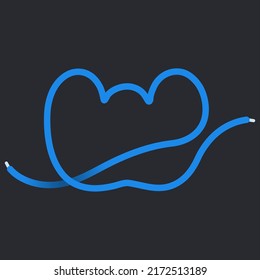 W letter made shoelace. Vector isolated font for app logo, sport design, creative template and more