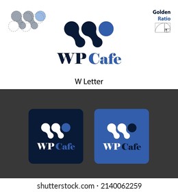Logo de la marca de la letra W. es un logo icónico. este logotipo lo hago para wp cafe pero puedes usar otro nombre relacionado.