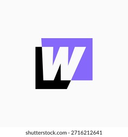 W Letra Marca Cuadrado Logotipo Icono de Vector Ilustración