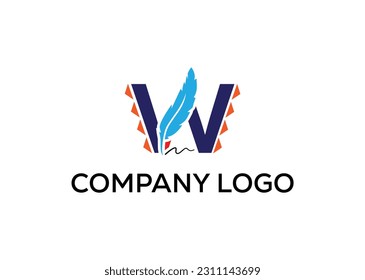 w letter Modern abstract Creative 
 digital feather  logo. vector illustration logo. modern style Awesome logo in shape a template Mode flat.