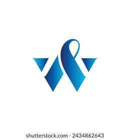 W letter monogram, illustration logo design icon with gradient colors eps 10