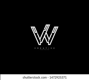W letter monogram linear abstract logotype