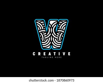 W letter monogram logo. Unique stylish. Abstract bold lines.