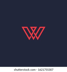 W letter monoline stylistic logo