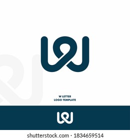 W letra plantilla de logotipo de vector azul marino