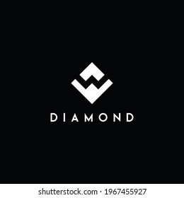 W Letter Negative Space Logo Design in Diamond Shape Vector