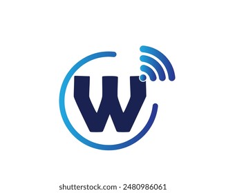 W Letter Network Logo Vector