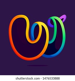 W letter one line rainbow colors logo. Font style, vector design template elements for your application or corporate identity.