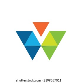 w letter origami vector illustration concept design template web