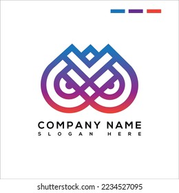W letter Owl bird shape modern creative logo design symbol.