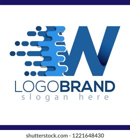 W Letter Pixel Icon Vector Logo element. Letter speed logo template