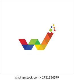 W Letter Pixel Logo.Web Pixel Logo Design Vorlage Vektor