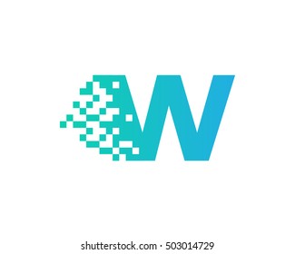 W Letter Pixel Motion Logo Design Template 