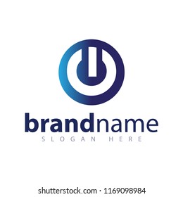 W letter or power button logo icon vector