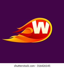 W letter with red fire flames. Letter vector design template elements for your application or corporate identity.