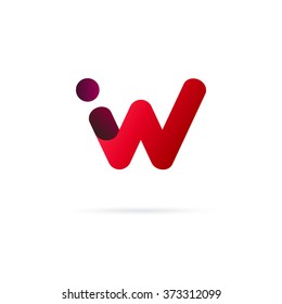 W letter red logo with dot