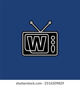  W letra retro tv canal de televisão difusão logotipo vetor ícone ilustração