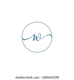 W Letter Script Luxury Circle Logo Designs