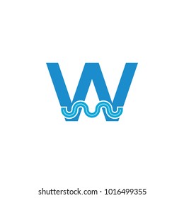 W letter with sea wave logo design vector