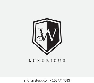 W Letter Shield Letter Logo Icon. Simple W Guard Logo design perfect for fashion, Jewelry, Beauty Salon, Cosmetics, Spa, Hotel and Restaurant Logo. 