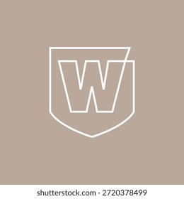 w carta proteção escudo segurança logotipo ícone do vetor ilustração