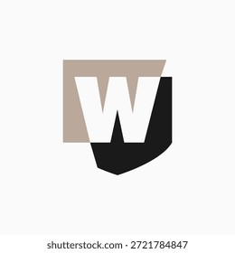 W Letra Escudo Protección Logotipo de seguridad Ilustración de icono de Vector