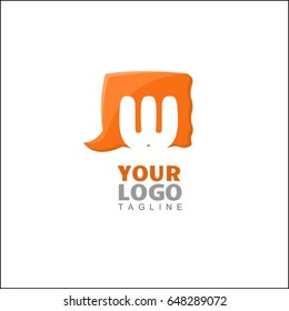W letter simple brand identity. Social Talk, app, forum, social media. Vector logo template