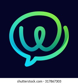W letter with speech bubble line logo. Abstract trendy letter multicolored vector design template elements for your application or corporate identity.