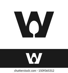 W Letter Spoon Logo Design Template Inspiration, Vector Illustration.
