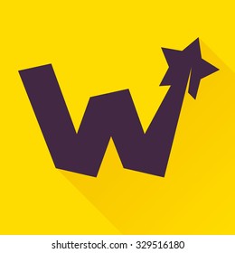 W letter with star. Vector design template elements for your application or corporate identity.