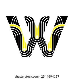 W letter stylish and modern logo design. Featuring the letter 'W' with clean, sharp lines and unique geometric shape awesome color combination.