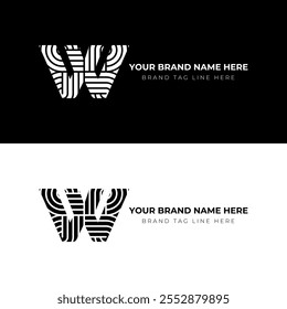 W carta design de logotipo elegante e moderno. Apresentando a letra 'W' com linhas nítidas e precisas geométricas.
