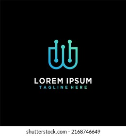 plantilla de logotipo de tecnología de letra W