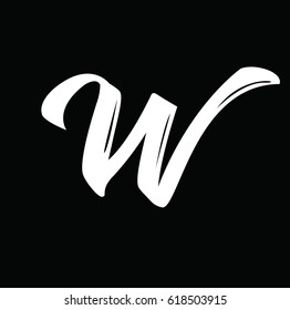 w letter, text design. Vector calligraphy. Typography poster. Usable as background.