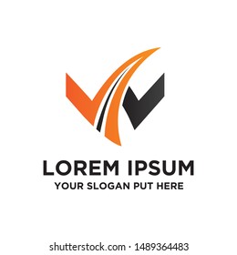 W Letter transport logo vector design template