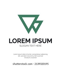 Diseño de logotipo de carta W y triángulo Vector Premium