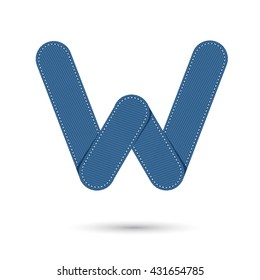 w Letter vector with blue Jeans  on White background