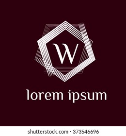 W letter vector geometric logo template (sign, symbol, emblem, ornament)