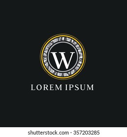 W letter vector logo template (sign, symbol, emblem, ornament). Minimal line letter initial W logo. Abstract and elegant shape font sign. logotype vector design template for  branding.